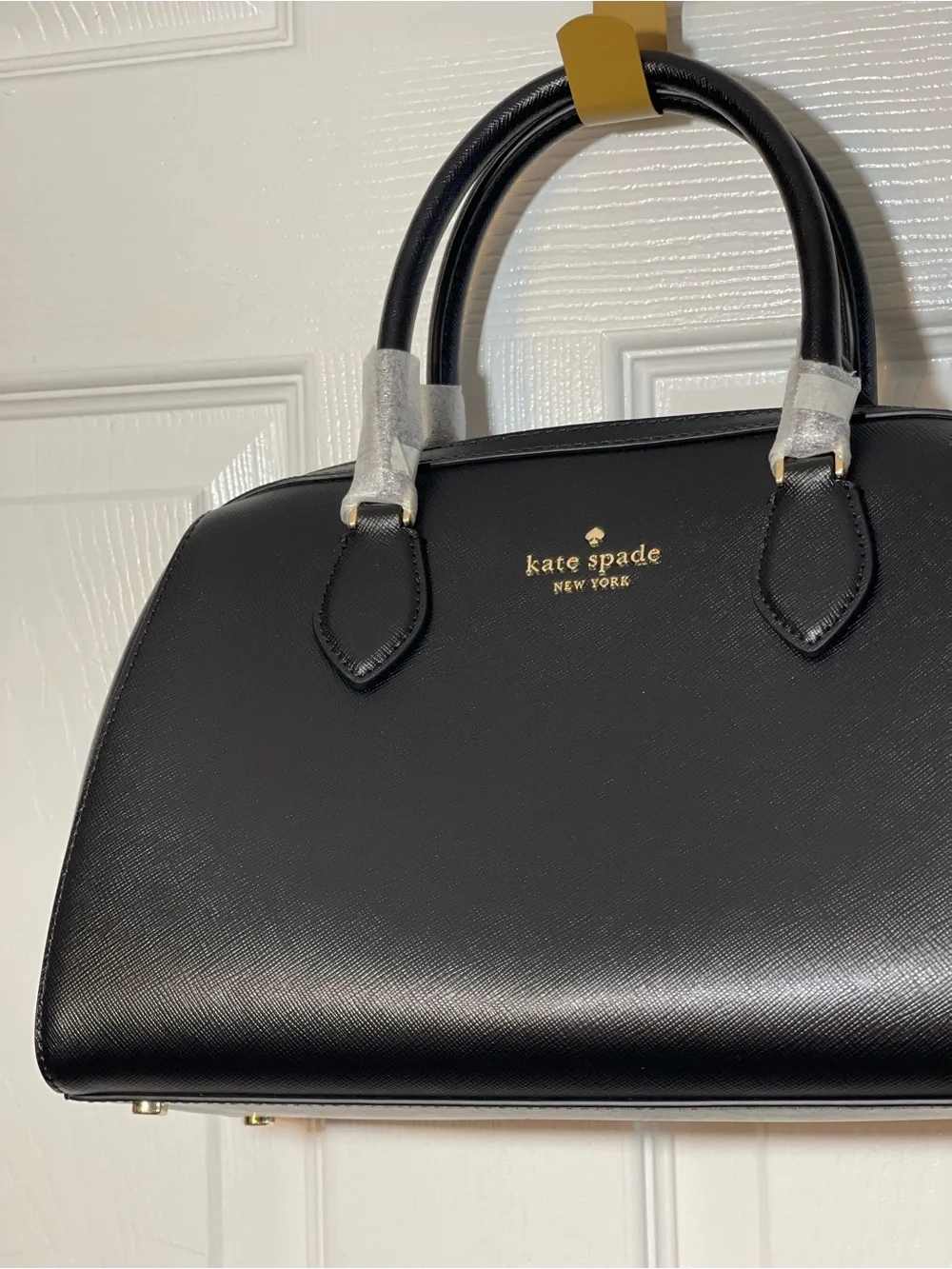 kate spade Black Saffiano Dome Satchel with Gold Hardware